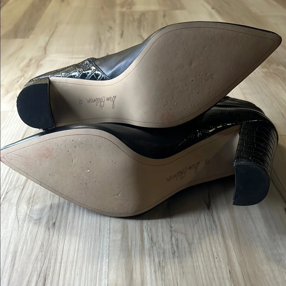 Sam Edelman Black Croc-Embossed Ankle Boots - Picture 5 of 10
